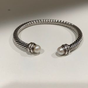 David Yurman Pearl and Diamond cable classic cuff
